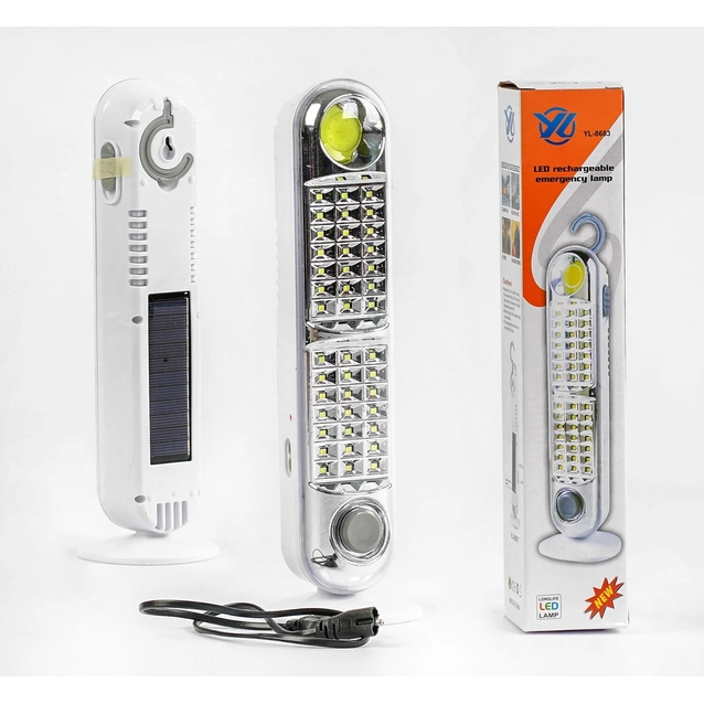Ліхтар світлодіодний акумуляторний YL-8683, 220V, сонячна батарея, 2 режими фото westvelo.com