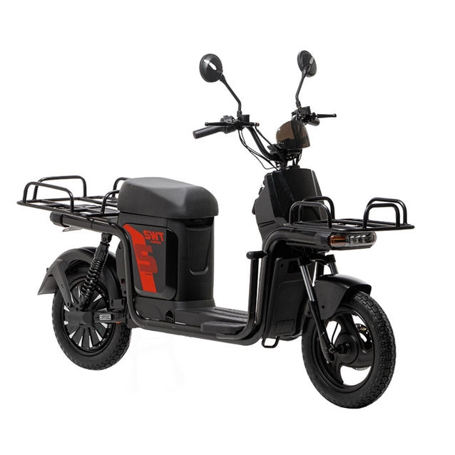 Електроскутер Corso «SWT-5» SW-07309 двигун 1000W, акумулятор 72V/20Ah свинцево-кислотний, чорний + 1 ящик. акум, колеса 12" фото westvelo.com