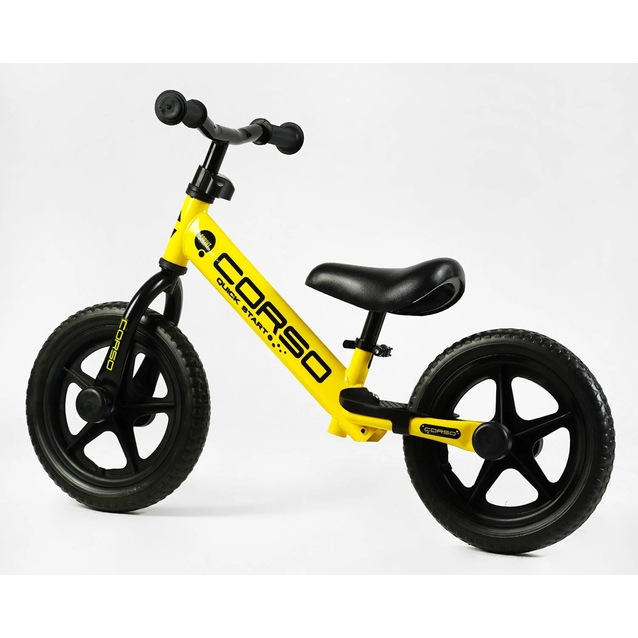 Велобіг 12 Corso, колеса - EVA (піна), сталева рама «SPRINT» JR-82566 жовтий, підставка для ніг фото westvelo.com