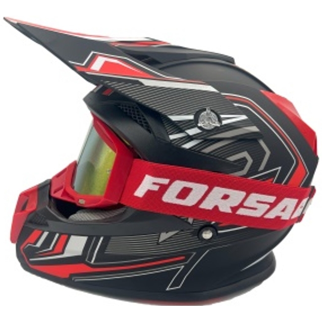 Шолом, закритий крос/ендуро (L) АТV Forsage Rider 031 чорно-червоний матовий з дашком + окуляри