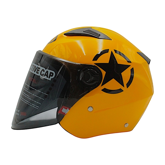 Мото шолом, відкритий (M 57-58) "DAVID" D017, Willys Star, жовтий глянцевий фото westvelo.com