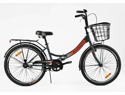 Міський велосипед 24 ST Corso «ADVANCE» AD-24715 (складна рама) сталь 14", сіро-помаранчевий(+к/к/б)