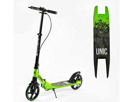 Самокат дитячий 2-х колісний, PU Skyper «UNIC» UN-36502 салатовий, колеса Ø200mm, ручне дискове гальмо, 1 амортизатор передній