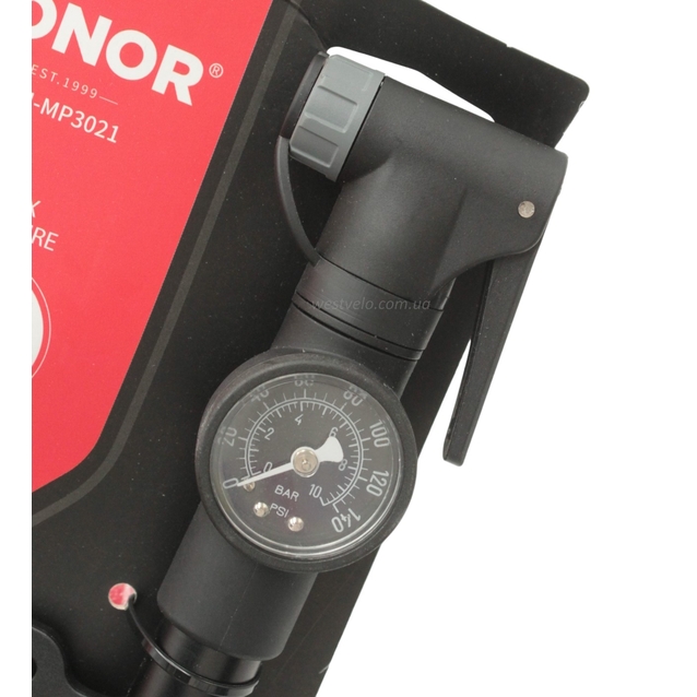 Насос вело HONOR MP-3021 алюміній, чорний + кріплення (AV/FV) фото westvelo.com