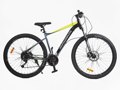 Велосипед 29 AL Corso «MAGNUS» MG-69065 алюміній 19", (к-т SHIMANO) чорно-срібно-жовтий
