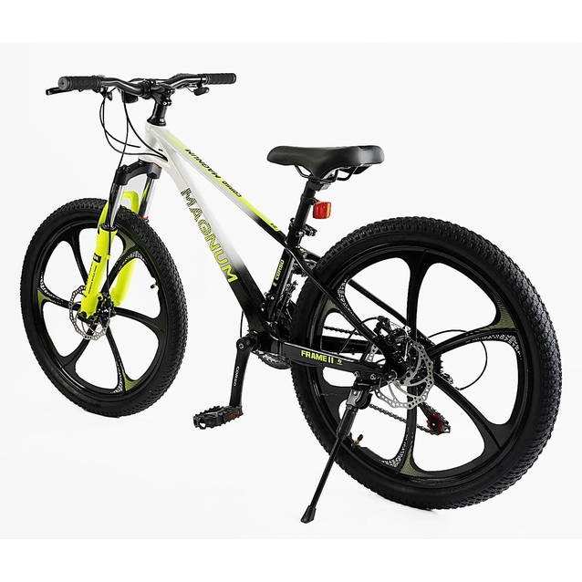 Велосипед 24 MG Corso «MAGNUM» MN-24637 магній 11", (к-т SHIMANO) біло-жовтий фото westvelo.com