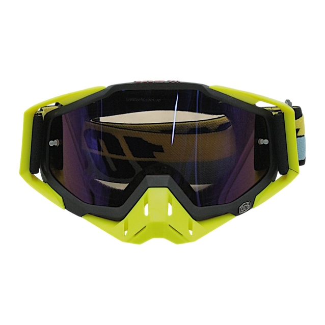 Мото окуляри Кросс-ендуро 100% 109-1-6, жовто-чорні, дзеркальний візор (class B) фото westvelo.com