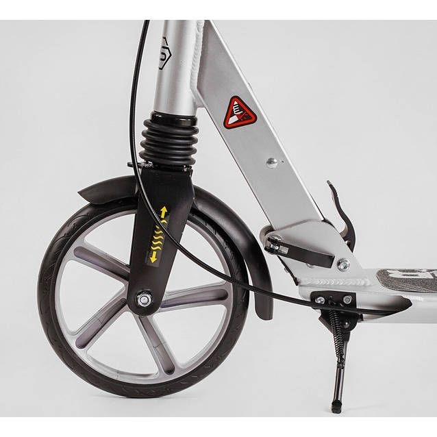 Самокат дитячий 2-х колісний, PU Best Scooter «FACTOR» BS-81766 срібний, Ø200mm, AL, 2 амортизатора, фляготримач