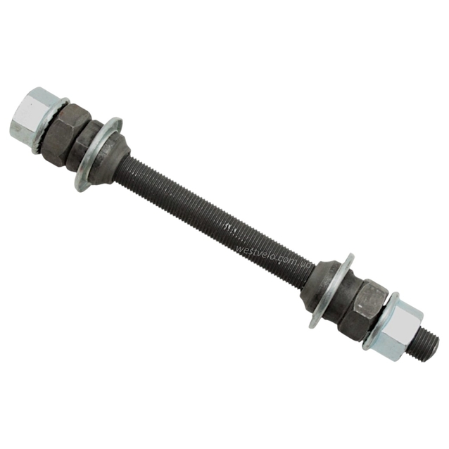 Вісь передньої втулки мтв чорна L-140мм Ø9мм QUANDO (KT-260F) фото westvelo.com