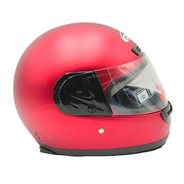 Мото шолом, закритий HTK-221,інтеграл, червоний матовий, з коміром фото westvelo.com