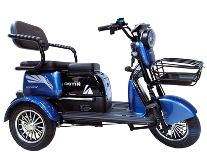 Трицикл Corso «OSTIN PRO» SN-306914, двигун 1200W, акумулятор 72V 28Ah графеновий, синій + 1 ящик. акум, колеса 10"
