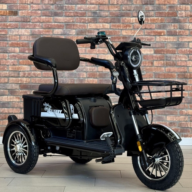 Трицикл Corso «OSTIN» B-82625, двигун 800W, акумулятор 72V/23Ah, чорний + 1 ящик. акум, колеса 10" фото westvelo.com