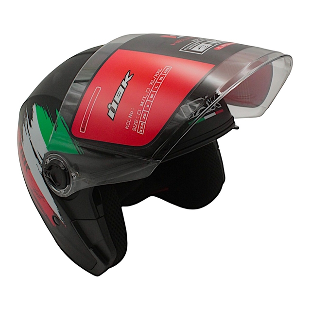 Мото шолом, відкритий (L) "IBK" 705,чорно матовий, веселка з відкідними окулярами фото westvelo.com