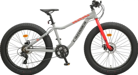 Велосипед 26 ST Crosser FAT BIKE сталь 16", (к-т SHIMANO) сіро-червоний