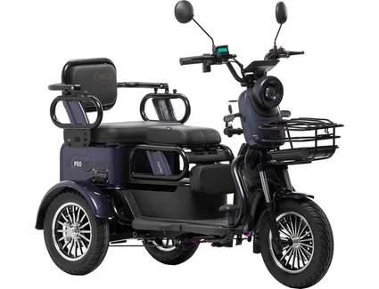 Трицикл Corso «PROTEX» PRX-801623, двигун 1200W, акумулятор 72V 23Ah графеновий, синій + 1 ящик. акум, колеса 10"