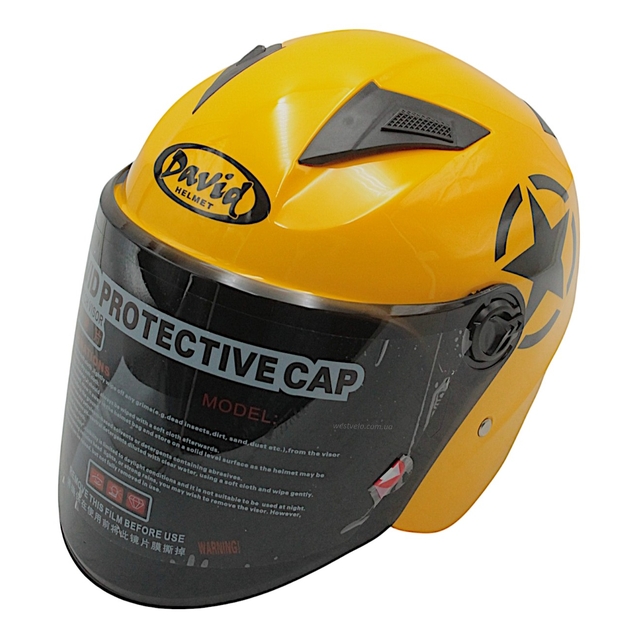 Мото шолом, відкритий (L) "DAVID" D017, Willys Star, жовтий глянцевий (ABS) фото westvelo.com