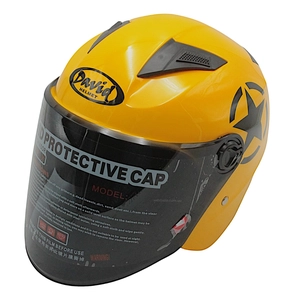Мото шолом, відкритий (L) "DAVID" D017, Willys Star, жовтий глянцевий (ABS)