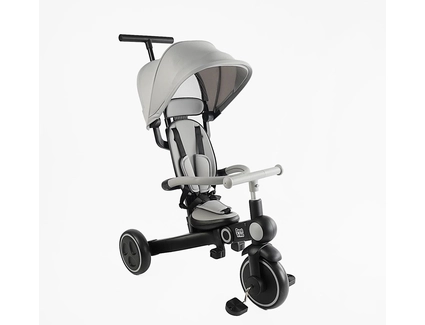 Дитячий велосипед-трансформер 3-х колісний з батьківською ручкою, з дашком, колеса - EVA (піна) Best Trike BS-12-411 сірий, складний 4в1, колеса переднє 10``, задні 8`