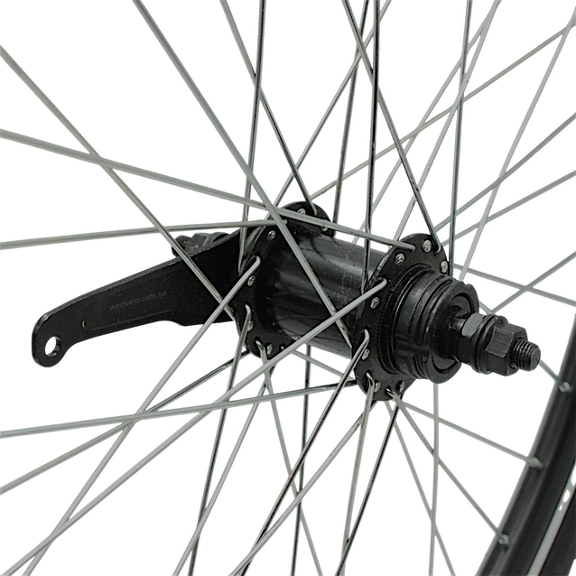 Колесо 24 зад, обід 2-ний чорний, втулка Falcon (чорна) + к-т + камера і шипована покришка 24-2.125 фото westvelo.com