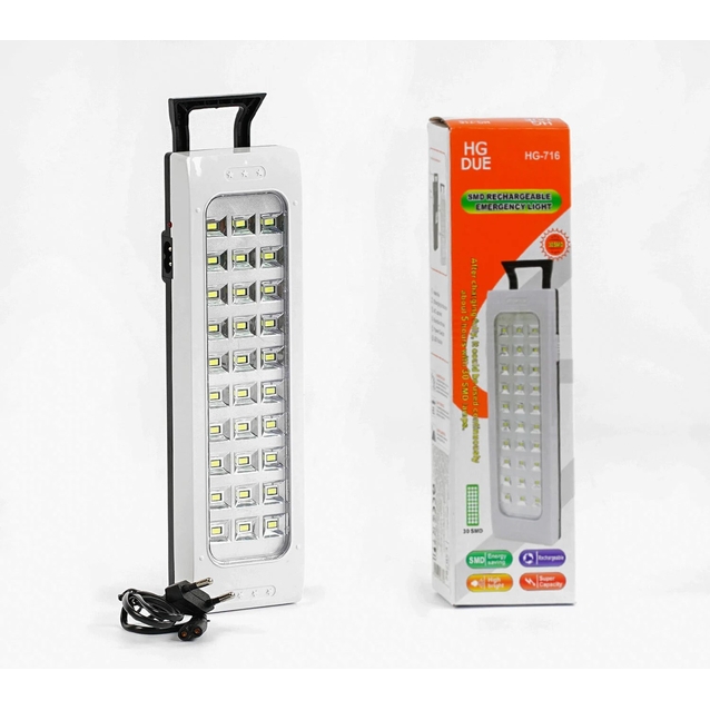 Ліхтар світлодіодний акумуляторний 1600mAh HG-716, 220V, 2 режими фото westvelo.com