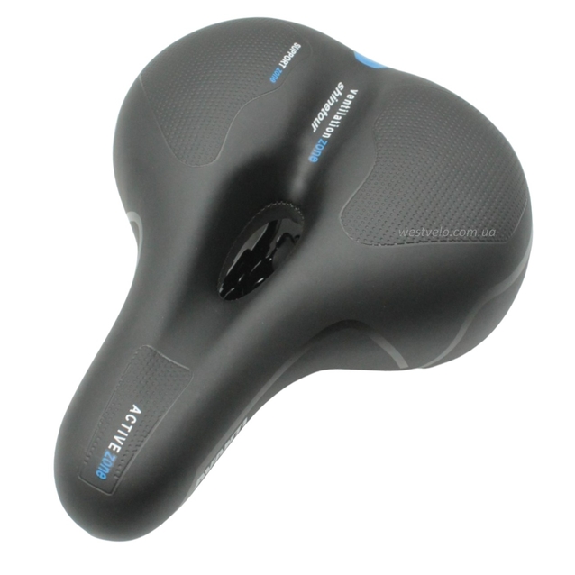 Сідло на демпферах з отвором AVANTI А-38 синє, м'яке з катафотом фото westvelo.com