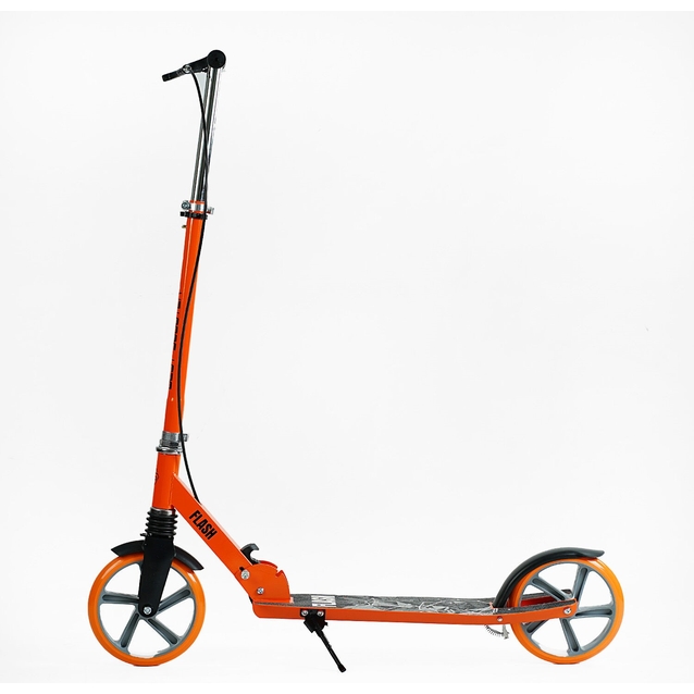 Самокат дитячий 2-х колісний, PU Best Scooter «FLASH» FL-80811 помаранчевий, Ø200mm, ручне гальмо, 1 амортизатор передній фото westvelo.com