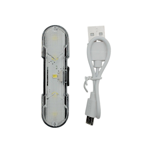 Мигалка на usb зарядку зад AS1010, з акумулятором, біла (365) фото westvelo.com
