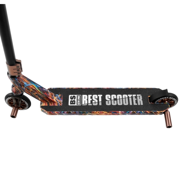 Самокат трюковий Best Scooter «ABSTRACTION» BS-77350 різнокольоровий, HIC-система, пеги, AL диск та дека, колеса PU Ø110mm, ширина керма - 60 см фото westvelo.com