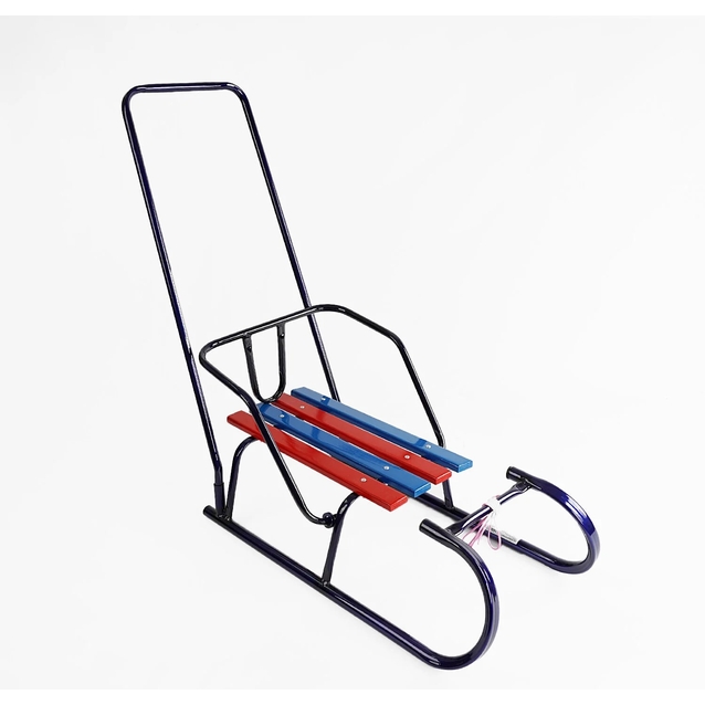 Сани «Сніговий баранчик» з ручкою, круглі полози, сині фото westvelo.com