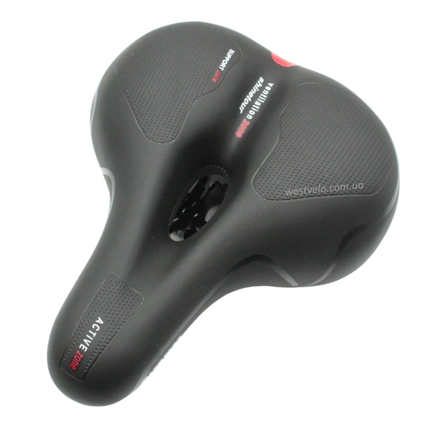 Сідло на демпферах з отвором AVANTI А-38 червоне, м'яке з катафотом фото westvelo.com