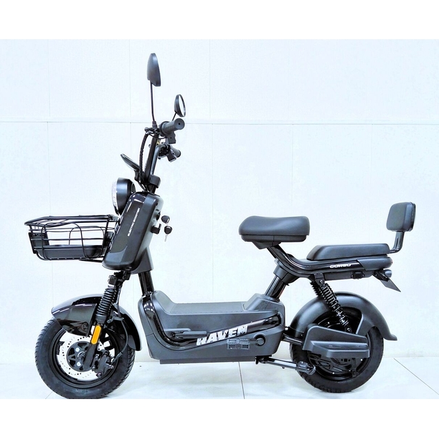 Електроскутер Corso «RAVEN» RN-283324 двигун 800W, акумулятор 60V/20Ah графеновий, чорний, колеса 10" + 1 ящик. акум фото westvelo.com