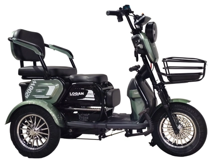 Трицикл Corso «LOGAN PRO» LN-904078, двигун 1200W, акумулятор 72V 28Ah графеновий, зелений + 1 ящик. акум, колеса 10"