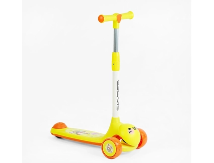 Самокат дитячий 3-х колісний, Skyper LH-11603 жовто-помаранчевий, колеса PU Ø112mm зі світлом, музика та підсвічування платформи, кермо з`ємне