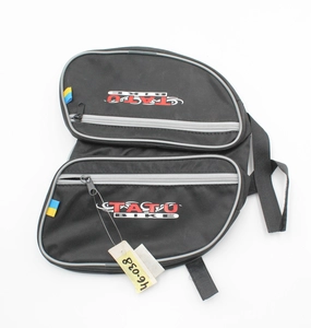 Сумка на раму овальна TATU-BIKE (В2214) двосекційна (20/12/25см) чорна із сірим кантом