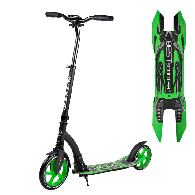 Самокат дитячий 2-х колісний, Best Scooter 52266 Ø23см, Ø20см, салатово-чорний фото westvelo.com
