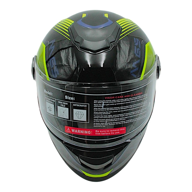 Мото шолом, закритий (L 59-60) BLD-М65 інтеграл, чорний/ неоново-жовто-синій глянець фото westvelo.com