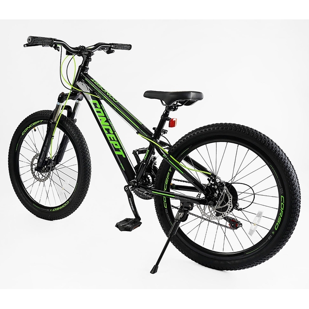 Велосипед 24 AL Corso «CONCEPT» CP-24790 алюміній 11", (к-т SHIMANO) чорно-салатовий фото westvelo.com