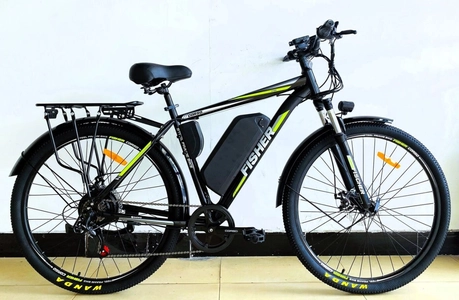 Електровелосипед 29 ST Corso «FISHER» FH-51173 сталь 21, двигун 600W, акумулятор 48V20Ah літієвий (к-т SHIMANO) чорно-салатовий