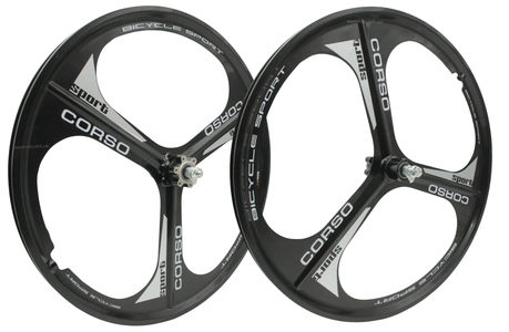 Колеса 24 перед+зад, обода ЛИТІ чорні Corso, втулка на промах, диск 6 болтів
