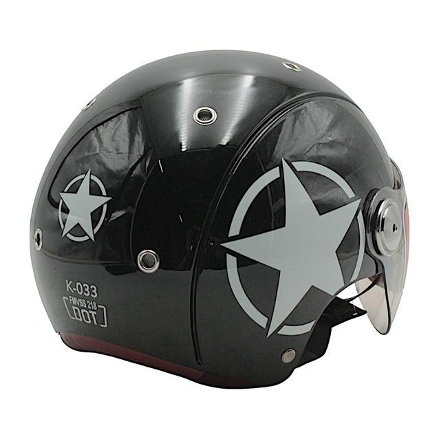 Мото шолом, відкритий (L) "IBK" 033 STAR, чорний фото westvelo.com