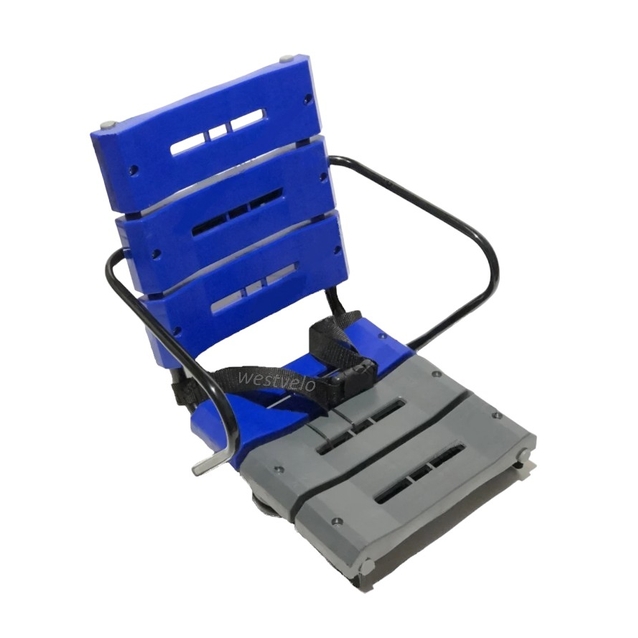 Крісло дитяче метал. на зад. багажник, "Лавочка" посилене, синьо-сіре фото westvelo.com