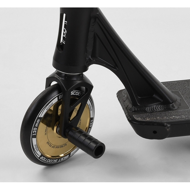 Самокат трюковий Best Scooter «SIMBIOTE-2» 71383 чорний, HIC-система, пеги, AL диск та дека, колеса PU Ø120mm, ширина керма - 57 см фото westvelo.com