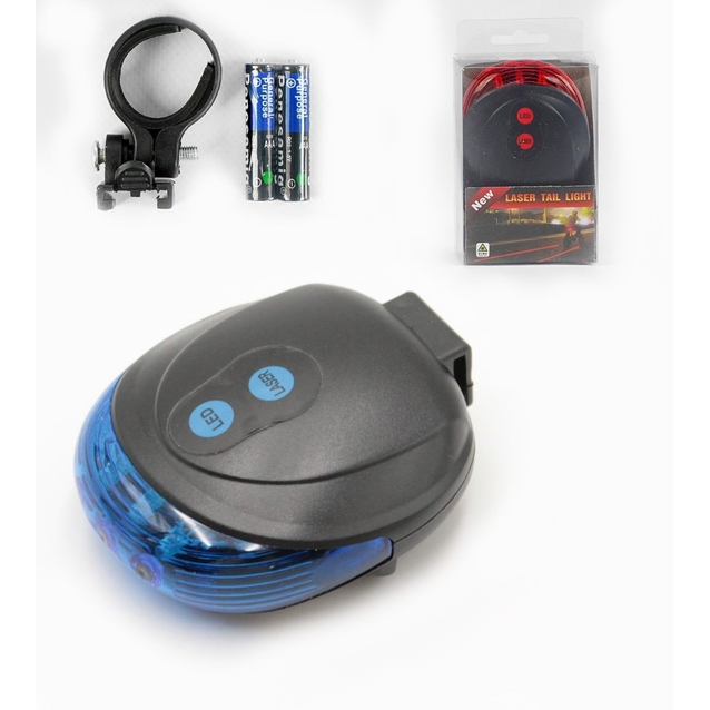 Мигалка + лазер на батарейках зад №681 DW-681 синя + батарейки (238) фото westvelo.com