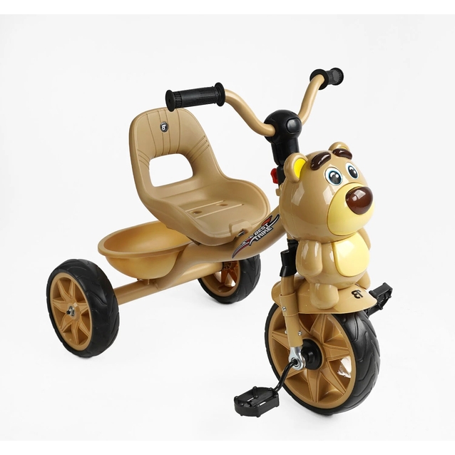 Дитячий велосипед 3-х колісний EVA (піна) Best Trike колеса 10-8, «Ведмедик» BS-30508 світло-коричневий, сталева рама, УКР.ОЗВУЧУВАННЯ, кошик фото westvelo.com