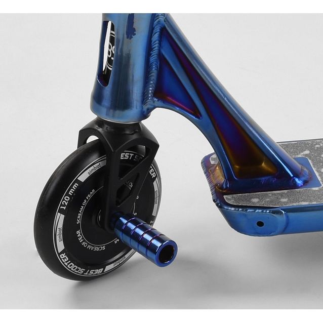 Самокат трюковий Best Scooter «SIMBIOTE-1» 44374 синій, HIC-система, пеги, AL диск та дека, колеса PU Ø120mm, ширина керма - 57 см фото westvelo.com