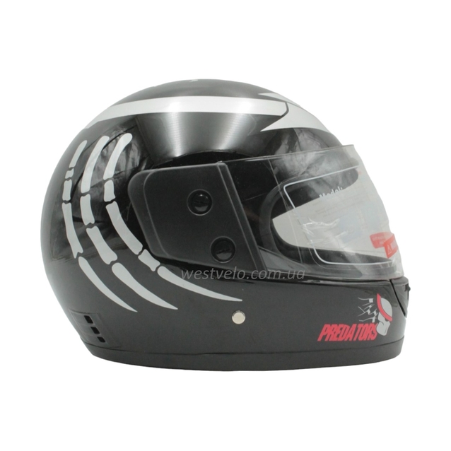 Мото шолом, закритий (XS) F2 "PREDA TORS" чорно-сірий глянець (825-4) фото westvelo.com
