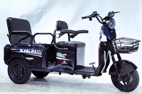 Трицикл Corso «SIG-10 MAX» SM-634082, двигун 1200W, акумулятор 72V/36Ah графеновий, синій + 1 ящик. акум, колеса 10"