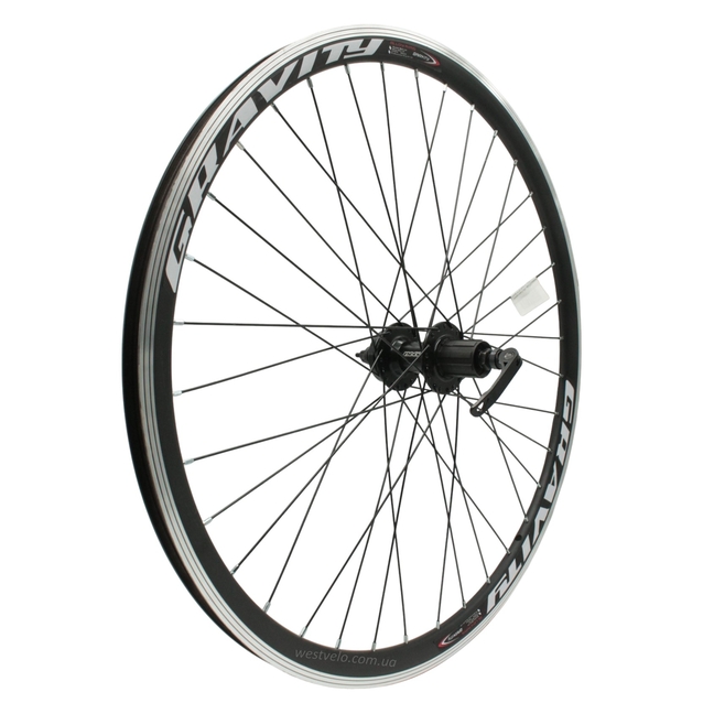 Колесо 27,5 зад, обід 2-ний чорний, втулка. AL. NECO на касету (8-10S), диск 6 бол, ексцентрик, чорна спиця (Gravity) фото westvelo.com
