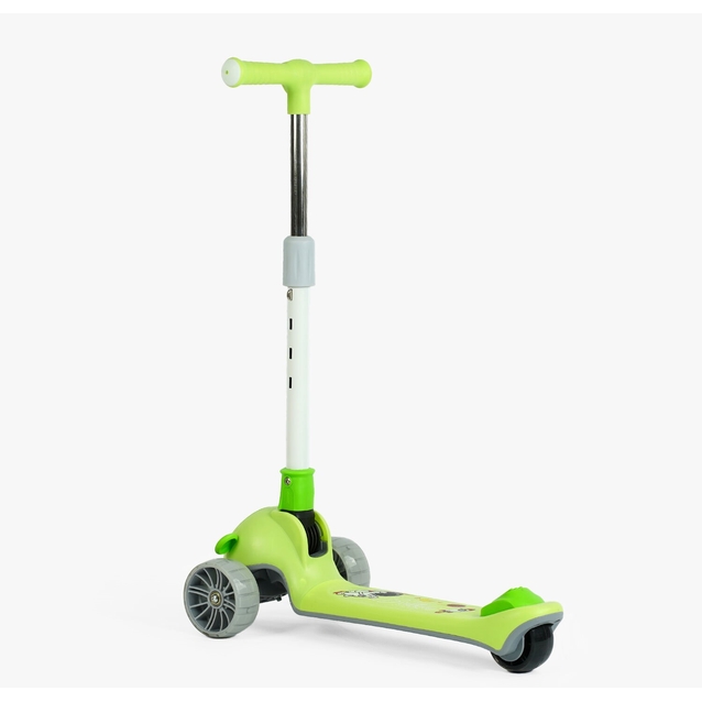 Самокат дитячий 3-х колісний, Skyper JW-28802 салатовий, зі світлом, українське озвучування, складне кермо, музика та підсвічування платформи фото westvelo.com