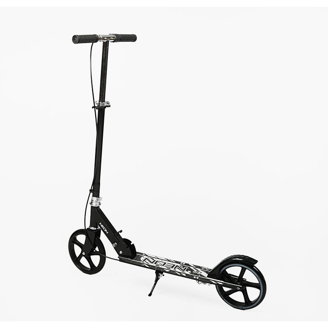 Самокат дитячий 2-х колісний, PU Skyper «NEON» N-93744 чорно-білий, Ø200mm, ST, ручне гальмо фото westvelo.com